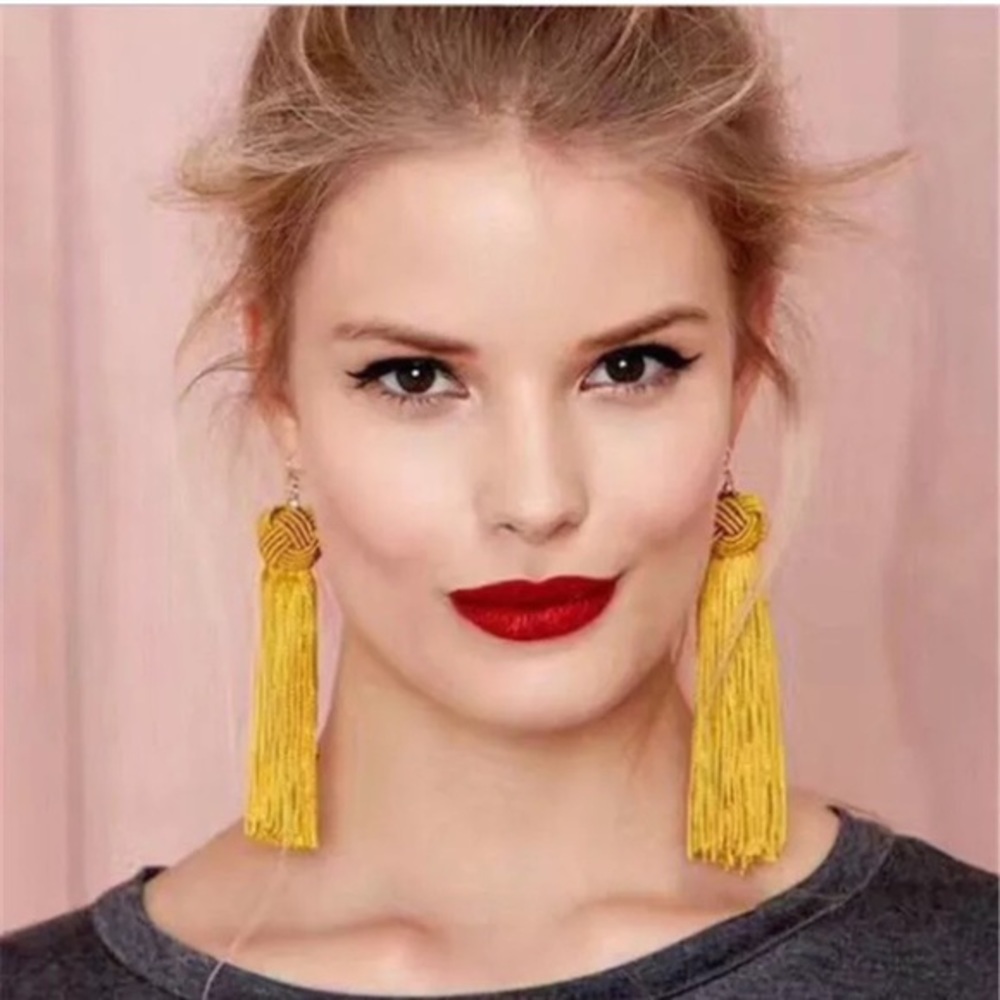 ✨BLACK✨”THE PERFECT KNOT” TASSEL EARRINGS-DROP‎ - Picture 4 of 4